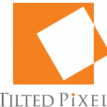 Orange and White Tilted Pixel Logo