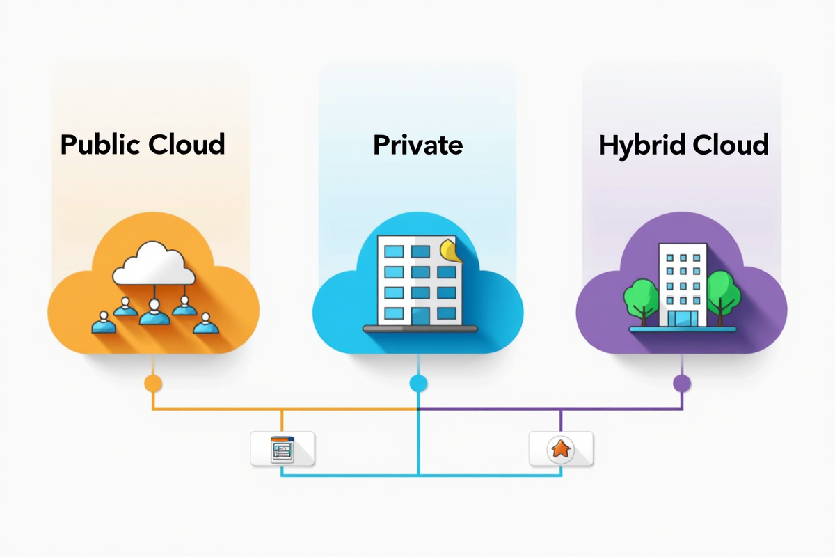 Public cloud, private cloud, and hybrid cloud comparison
